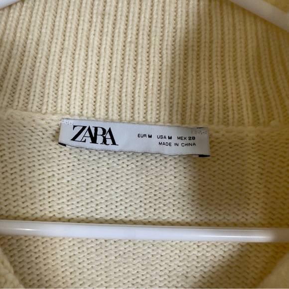 Zara Off-White Knit button front Long Sleeve Romper - Picture 4 of 6